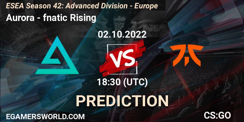 Pronóstico Aurora - fnatic Rising. 03.10.2022 at 17:00, Counter-Strike (CS2), ESEA Season 42: Advanced Division - Europe