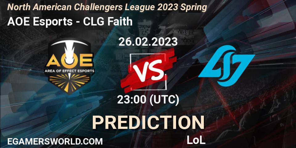 Pronóstico AOE Esports - CLG Faith. 26.02.2023 at 23:00, LoL, NACL 2023 Spring - Group Stage