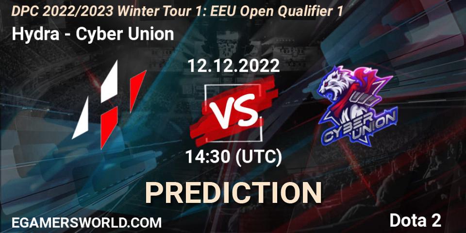 Pronóstico Hydra - Cyber Union. 12.12.22, Dota 2, DPC 2022/2023 Winter Tour 1: EEU Open Qualifier 1