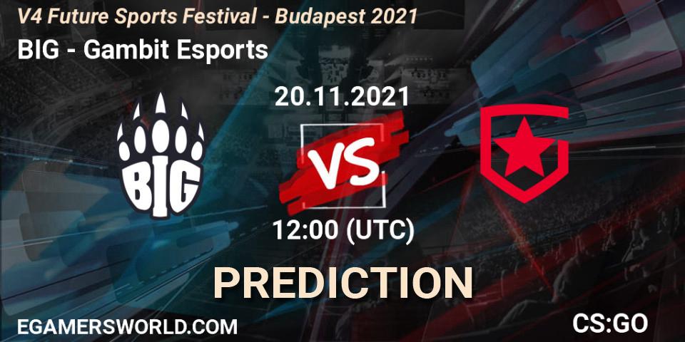 Pronóstico BIG - Gambit Esports. 20.11.2021 at 12:00, Counter-Strike (CS2), V4 Future Sports Festival - Budapest 2021