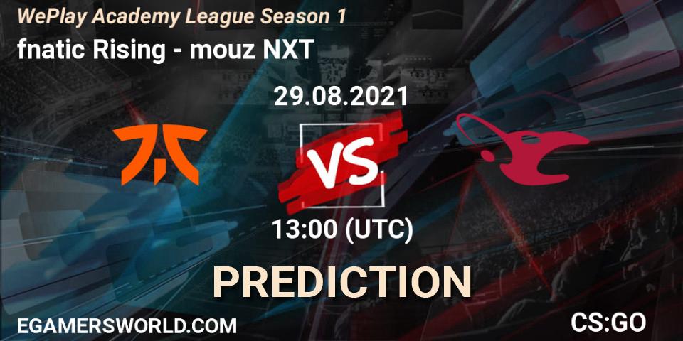 Pronóstico fnatic Rising - mouz NXT. 29.08.2021 at 13:00, Counter-Strike (CS2), WePlay Academy League Season 1