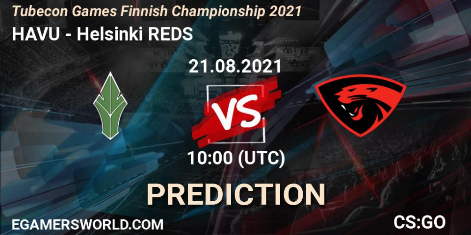 Pronóstico HAVU - Helsinki REDS. 21.08.2021 at 10:05, Counter-Strike (CS2), Tubecon Games Finnish Championship 2021