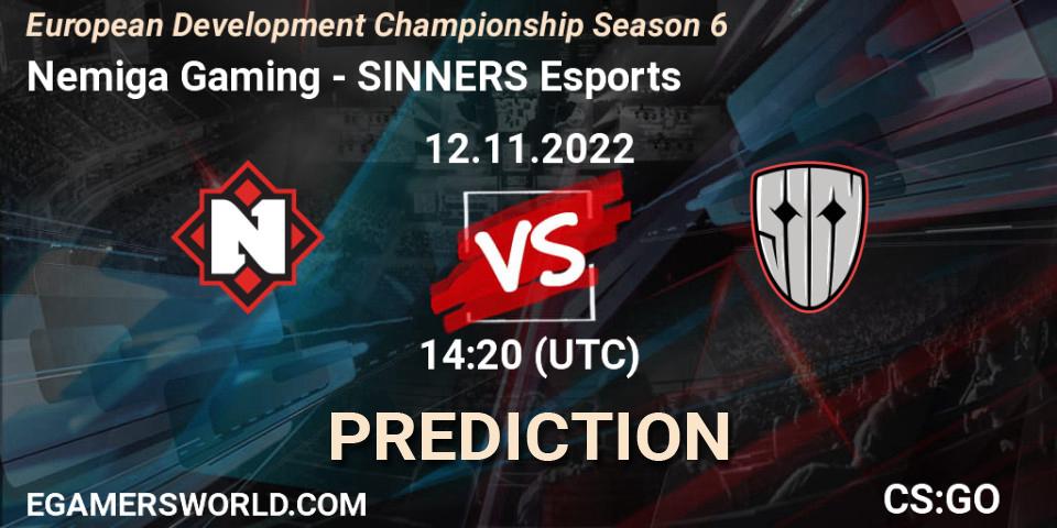 Pronóstico Nemiga Gaming - SINNERS Esports. 12.11.2022 at 14:20, Counter-Strike (CS2), European Development Championship Season 6