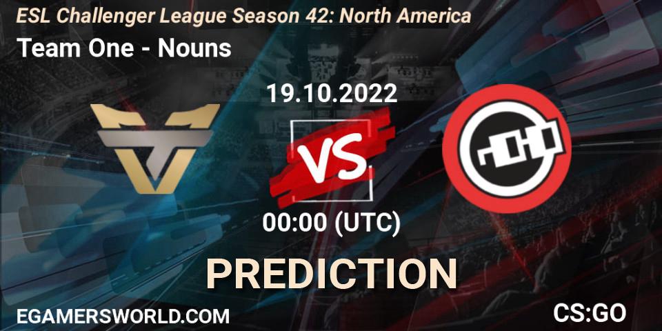Pronóstico Team One - Nouns. 19.10.22, CS2 (CS:GO), ESL Challenger League Season 42: North America