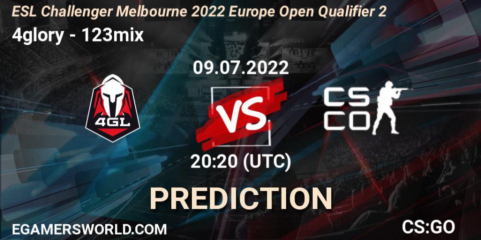 Pronóstico 4glory - 123mix. 09.07.2022 at 20:20, Counter-Strike (CS2), ESL Challenger Melbourne 2022 Europe Open Qualifier 2