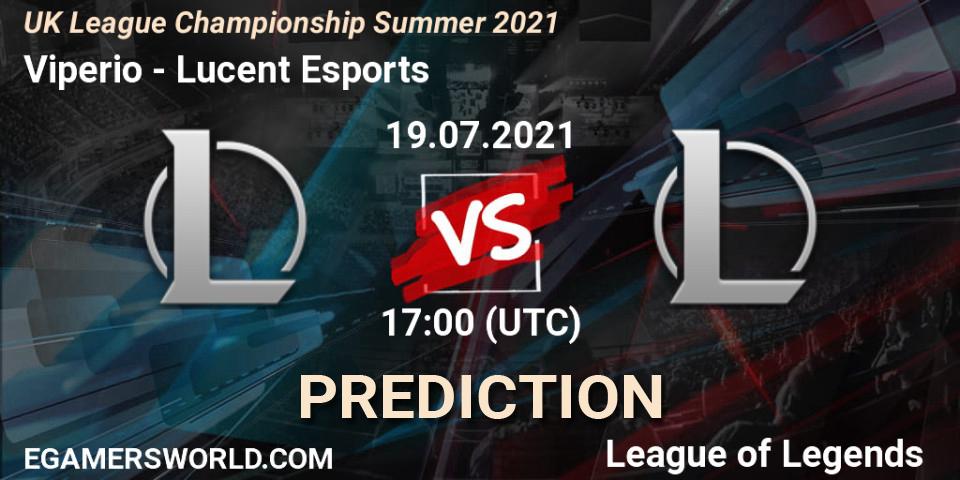 Pronóstico Viperio - Lucent Esports. 19.07.2021 at 17:00, LoL, UK League Championship Summer 2021