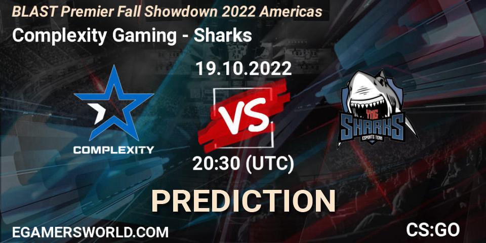 Pronóstico Complexity Gaming - Sharks. 19.10.2022 at 22:00, Counter-Strike (CS2), BLAST Premier Fall Showdown 2022 Americas