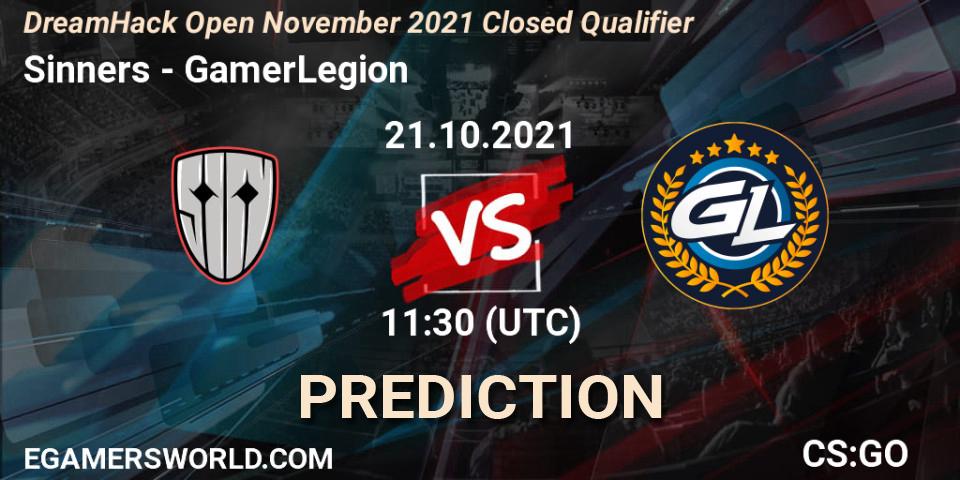 Pronóstico Sinners - GamerLegion. 21.10.2021 at 11:30, Counter-Strike (CS2), DreamHack Open November 2021 Closed Qualifier