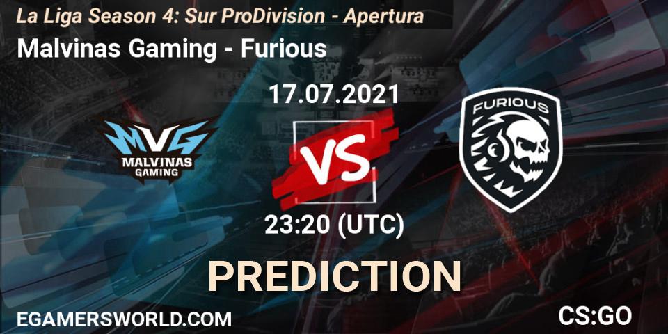 Pronóstico Malvinas Gaming - Furious. 17.07.2021 at 23:20, Counter-Strike (CS2), La Liga Season 4: Sur Pro Division - Apertura
