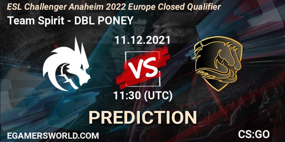 Pronóstico Team Spirit - DBL PONEY. 11.12.2021 at 11:30, Counter-Strike (CS2), ESL Challenger Anaheim 2022 Europe Closed Qualifier