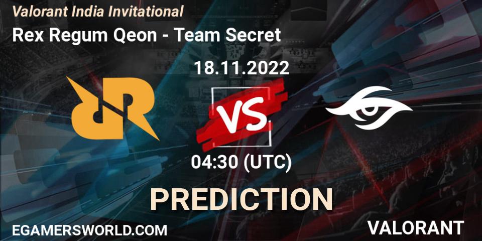 Pronóstico Rex Regum Qeon - Team Secret. 18.11.22, VALORANT, Valorant India Invitational