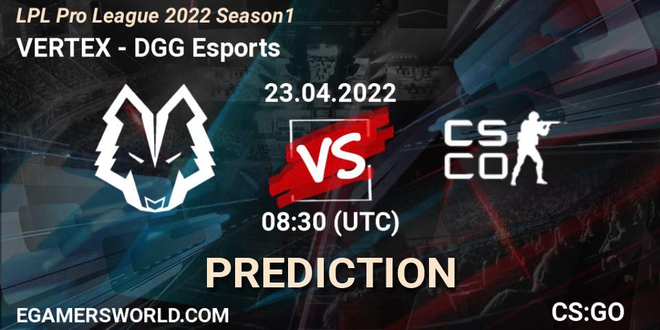 Pronóstico VERTEX - DGG Esports. 02.05.2022 at 08:30, Counter-Strike (CS2), LPL Pro League 2022 Season 1