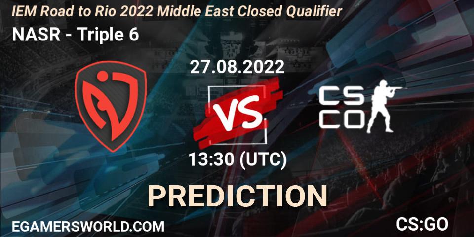 Pronóstico NASR - Triple 6. 27.08.2022 at 13:30, Counter-Strike (CS2), IEM Road to Rio 2022 Middle East Closed Qualifier