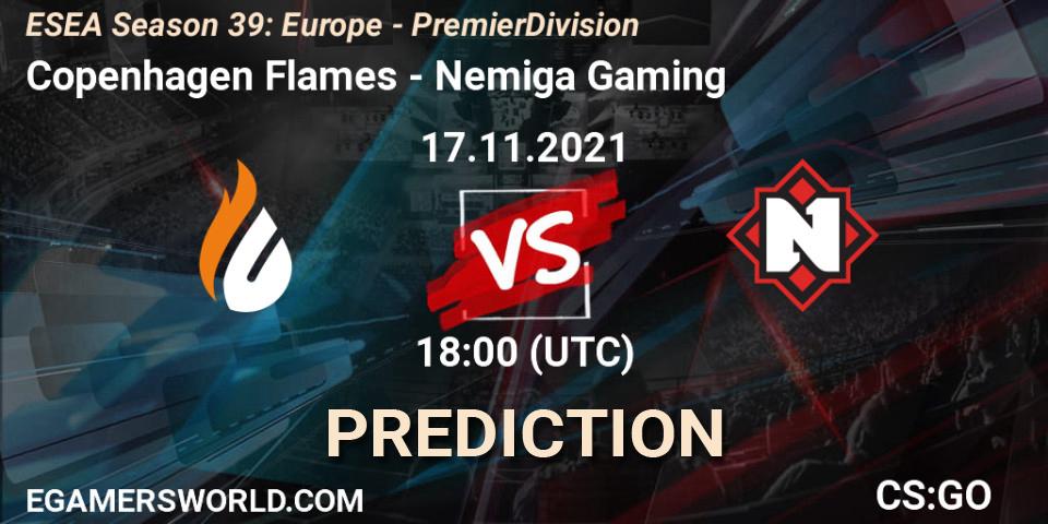 Pronóstico Copenhagen Flames - Nemiga Gaming. 17.11.2021 at 18:00, Counter-Strike (CS2), ESEA Season 39: Europe - Premier Division