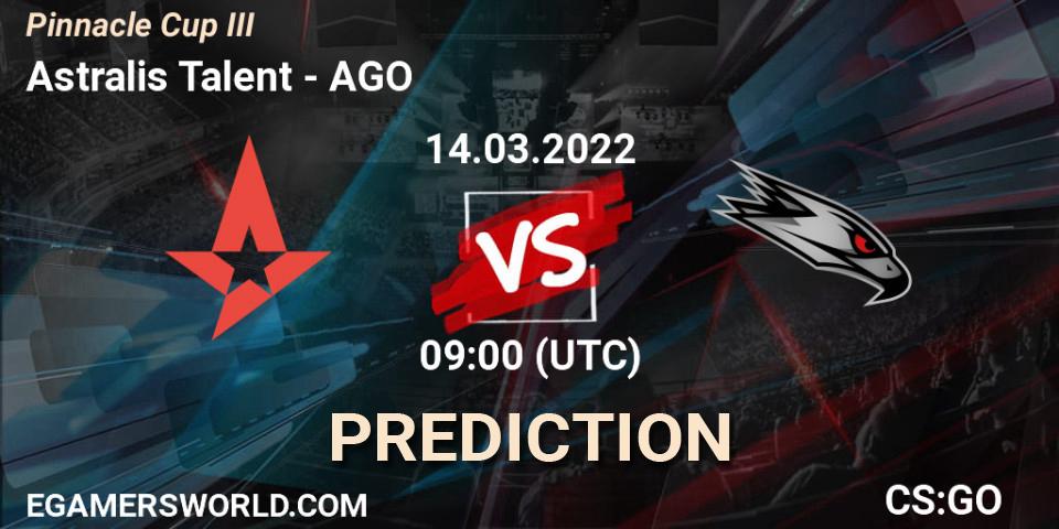 Pronóstico Astralis Talent - AGO. 14.03.2022 at 09:00, Counter-Strike (CS2), Pinnacle Cup #3