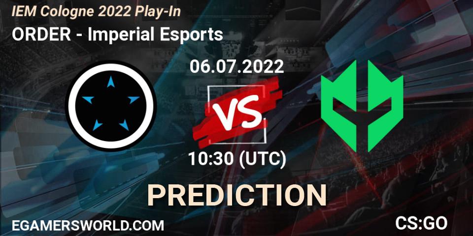 Pronóstico ORDER - Imperial Esports. 06.07.22, CS2 (CS:GO), IEM Cologne 2022 Play-In