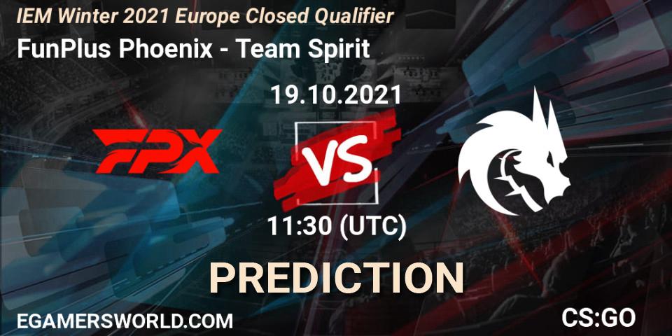 Pronóstico FunPlus Phoenix - Team Spirit. 19.10.2021 at 11:30, Counter-Strike (CS2), IEM Winter 2021 Europe Closed Qualifier
