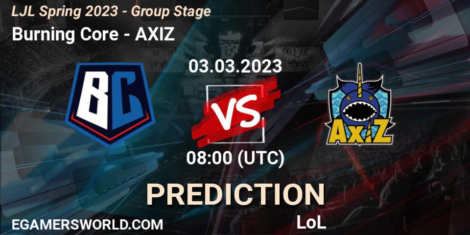 Pronóstico Burning Core - AXIZ. 03.03.2023 at 08:00, LoL, LJL Spring 2023 - Group Stage
