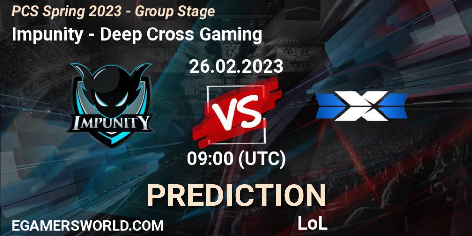 Pronóstico Impunity - Deep Cross Gaming. 05.02.23, LoL, PCS Spring 2023 - Group Stage