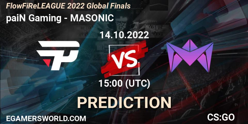 Pronóstico paiN Gaming - MASONIC. 14.10.2022 at 15:00, Counter-Strike (CS2), FlowFiReLEAGUE 2022 Global Finals