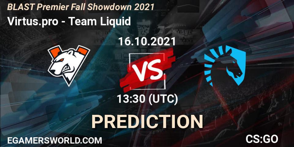 Pronóstico Virtus.pro - Team Liquid. 16.10.2021 at 17:45, Counter-Strike (CS2), BLAST Premier Fall Showdown 2021