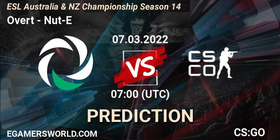 Pronóstico Overt - Nut-E Gaming. 07.03.2022 at 07:00, Counter-Strike (CS2), ESL ANZ Champs Season 14