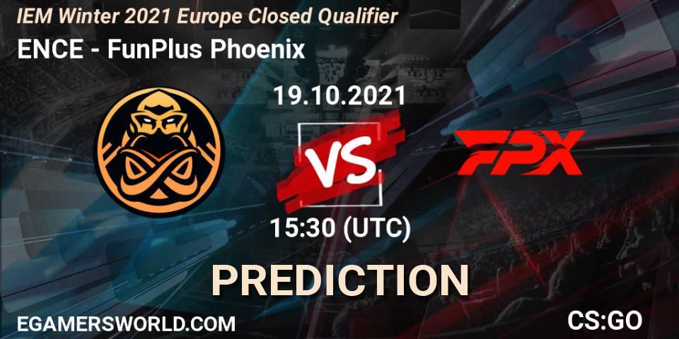 Pronóstico ENCE - FunPlus Phoenix. 19.10.2021 at 15:30, Counter-Strike (CS2), IEM Winter 2021 Europe Closed Qualifier