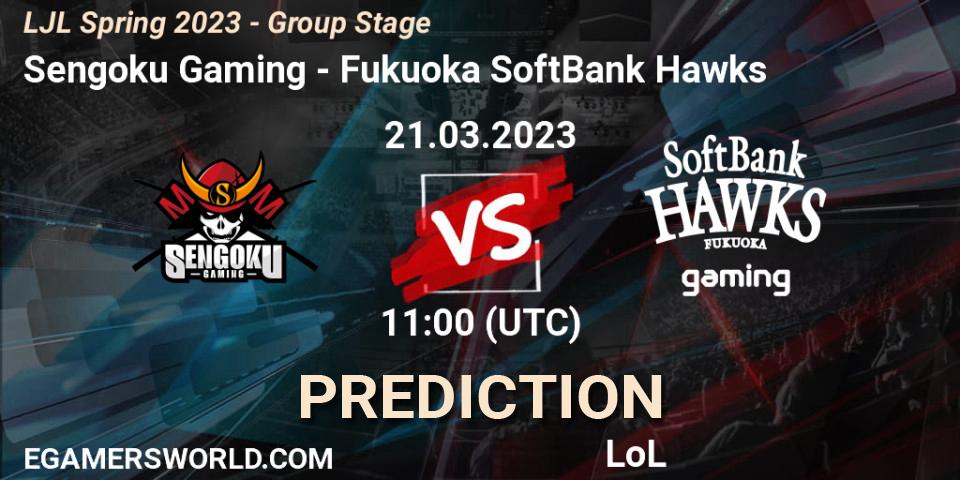 Pronóstico Sengoku Gaming - Fukuoka SoftBank Hawks. 21.03.2023 at 11:00, LoL, LJL Spring 2023 - Group Stage