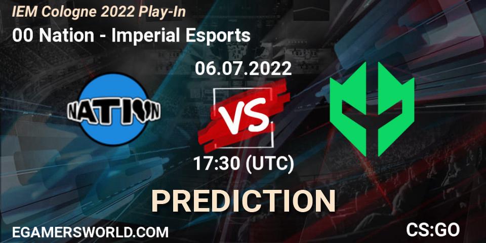 Pronóstico 00 Nation - Imperial Esports. 06.07.2022 at 18:30, Counter-Strike (CS2), IEM Cologne 2022 Play-In
