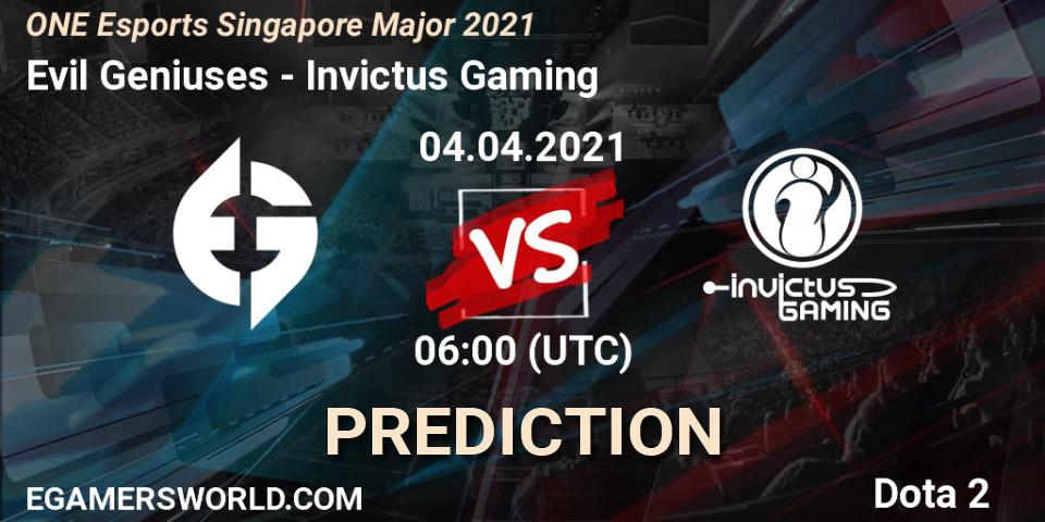 Pronóstico Evil Geniuses - Invictus Gaming. 04.04.21, Dota 2, ONE Esports Singapore Major 2021