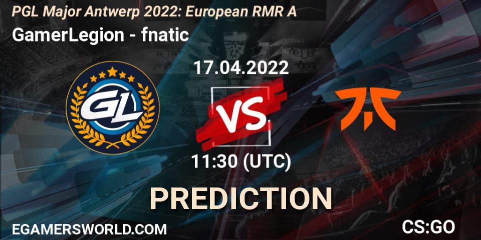 Pronóstico GamerLegion - fnatic. 17.04.2022 at 11:05, Counter-Strike (CS2), PGL Major Antwerp 2022: European RMR A