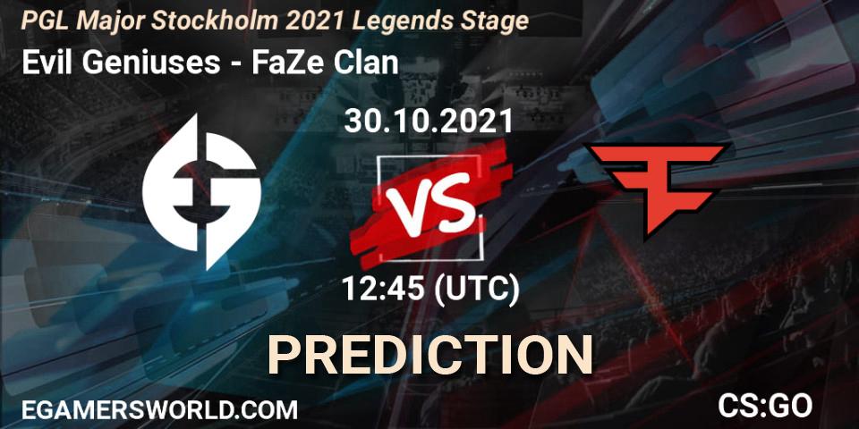 Pronóstico Evil Geniuses - FaZe Clan. 30.10.2021 at 09:00, Counter-Strike (CS2), PGL Major Stockholm 2021 Legends Stage
