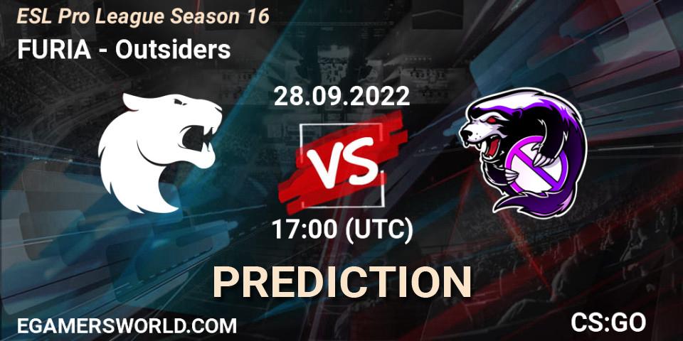 Pronóstico FURIA - Outsiders. 28.09.2022 at 13:30, Counter-Strike (CS2), ESL Pro League Season 16