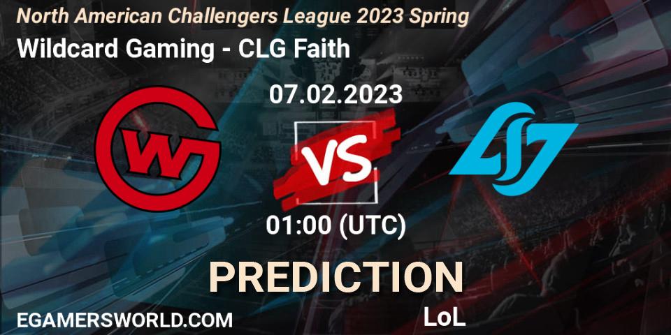 Pronóstico Wildcard Gaming - CLG Faith. 07.02.23, LoL, NACL 2023 Spring - Group Stage