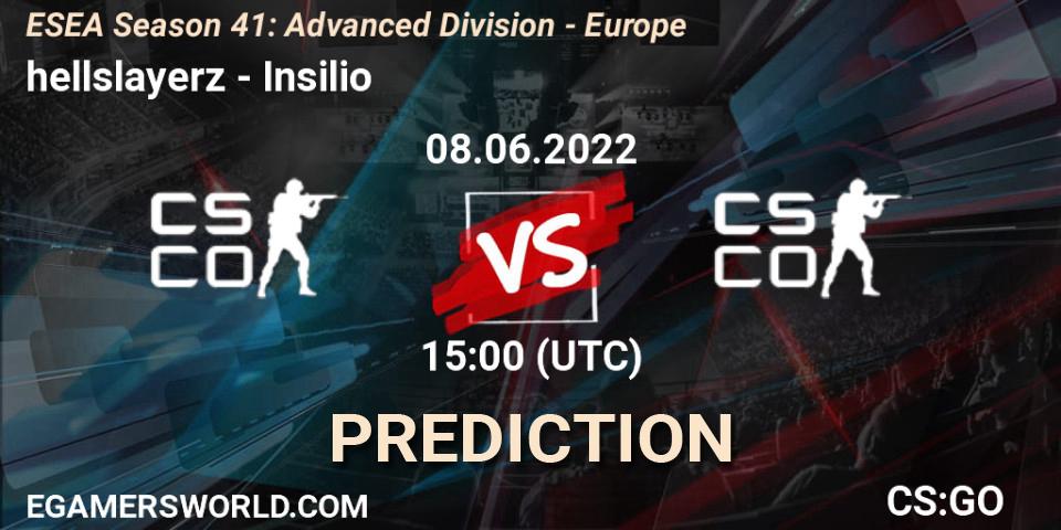 Pronóstico hellslayerz - Insilio. 08.06.2022 at 15:00, Counter-Strike (CS2), ESEA Season 41: Advanced Division - Europe