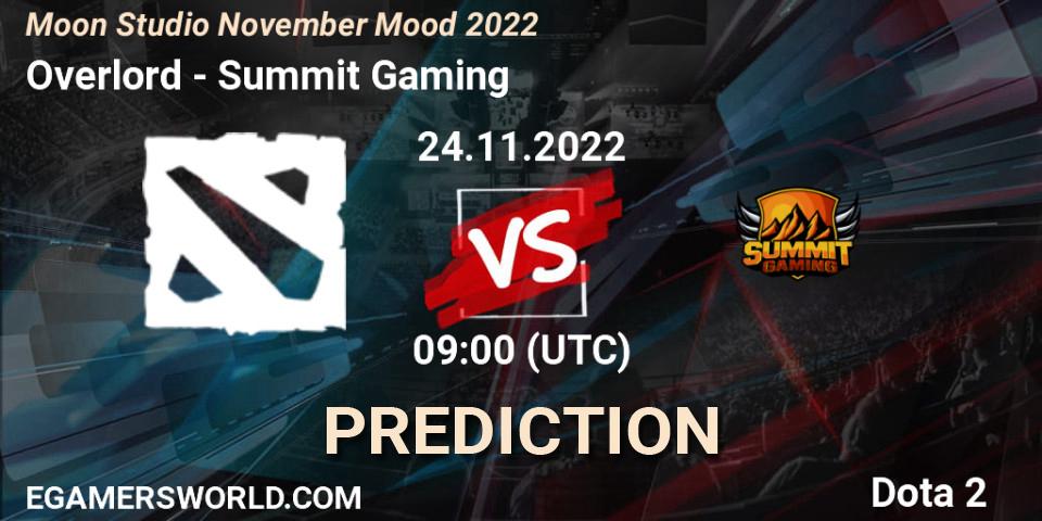 Pronóstico Overlord - Summit Gaming. 24.11.2022 at 09:06, Dota 2, Moon Studio November Mood 2022