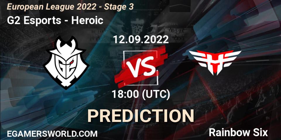 Pronóstico G2 Esports - Heroic. 12.09.2022 at 18:30, Rainbow Six, European League 2022 - Stage 3