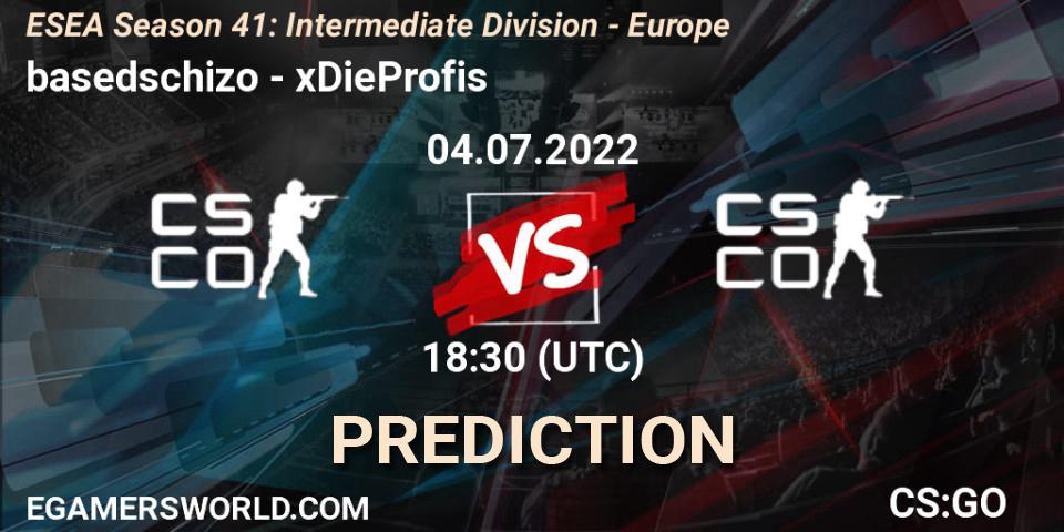 Pronóstico basedschizo - SPARX ESPORTS. 04.07.2022 at 18:00, Counter-Strike (CS2), ESEA Season 41: Intermediate Division - Europe