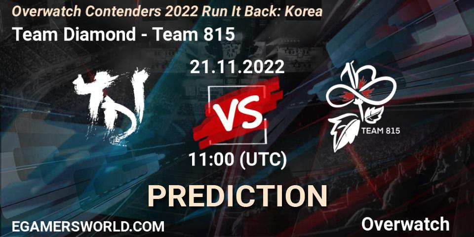 Pronóstico Team Diamond - Team 815. 21.11.2022 at 11:30, Overwatch, Overwatch Contenders 2022 Run It Back: Korea