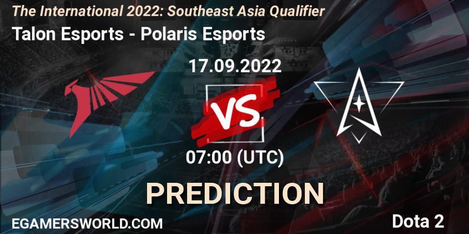 Pronóstico Talon Esports - Polaris Esports. 17.09.2022 at 07:25, Dota 2, The International 2022: Southeast Asia Qualifier