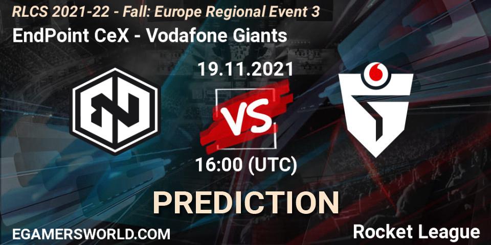 Pronóstico EndPoint CeX - Vodafone Giants. 19.11.2021 at 16:00, Rocket League, RLCS 2021-22 - Fall: Europe Regional Event 3