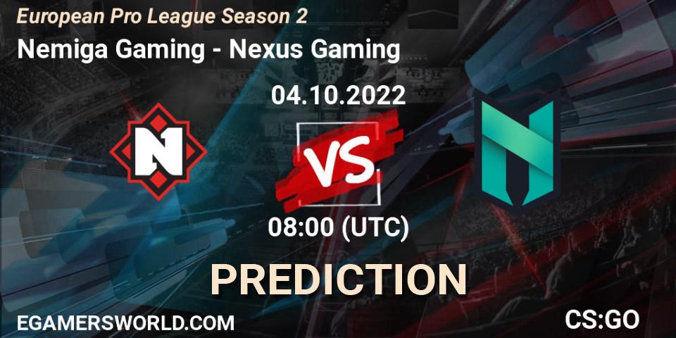 Pronóstico Nemiga Gaming - Nexus Gaming. 04.10.22, CS2 (CS:GO), European Pro League Season 2