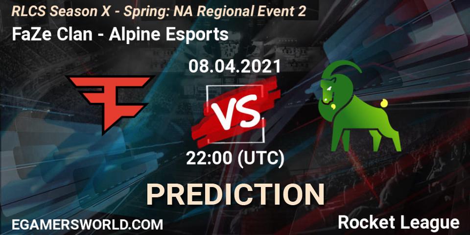 Pronóstico FaZe Clan - Alpine Esports. 08.04.2021 at 22:00, Rocket League, RLCS Season X - Spring: NA Regional Event 2
