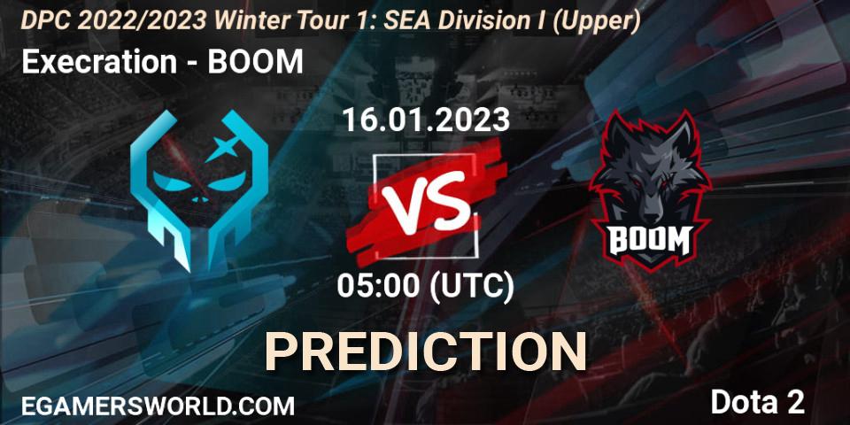 Pronóstico Execration - BOOM. 16.01.23, Dota 2, DPC 2022/2023 Winter Tour 1: SEA Division I (Upper)