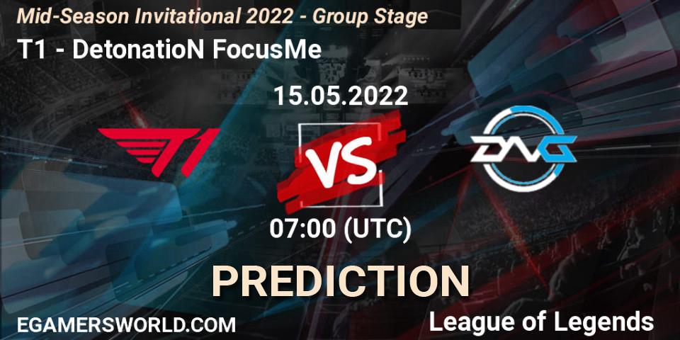 Pronóstico T1 - DetonatioN FocusMe. 12.05.2022 at 13:00, LoL, Mid-Season Invitational 2022 - Group Stage