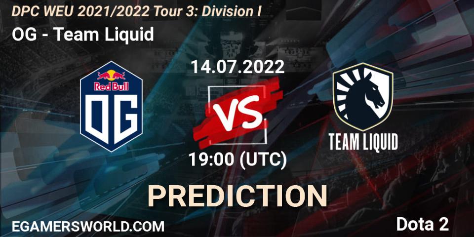Pronóstico OG - Team Liquid. 14.07.2022 at 20:35, Dota 2, DPC WEU 2021/2022 Tour 3: Division I