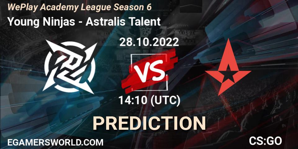 Pronóstico Young Ninjas - Astralis Talent. 28.10.2022 at 14:55, Counter-Strike (CS2), WePlay Academy League Season 6