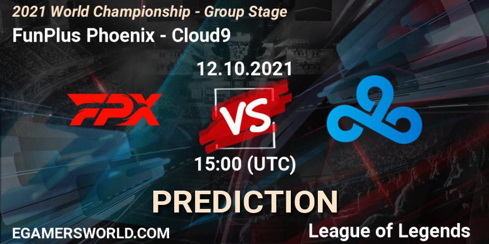 Pronóstico FunPlus Phoenix - Cloud9. 12.10.2021 at 16:00, LoL, 2021 World Championship - Group Stage