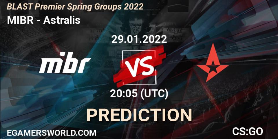 Pronóstico MIBR - Astralis. 29.01.2022 at 20:05, Counter-Strike (CS2), BLAST Premier Spring Groups 2022