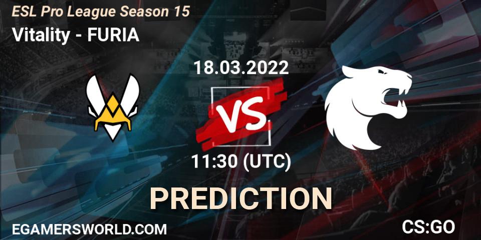 Pronóstico Vitality - FURIA. 18.03.2022 at 11:30, Counter-Strike (CS2), ESL Pro League Season 15